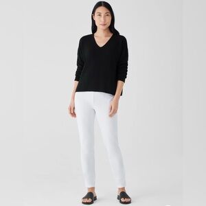 SALE!  Eileen Fisher Peruvian Organic Cotton Crepe V-Neck Sweater